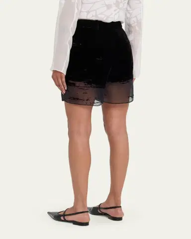 Grace Ling Glitch Devoré Velvet Sheer Chiffon Shorts | Thumbnail 3