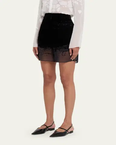 Grace Ling Glitch Devoré Velvet Sheer Chiffon Shorts | Thumbnail 4