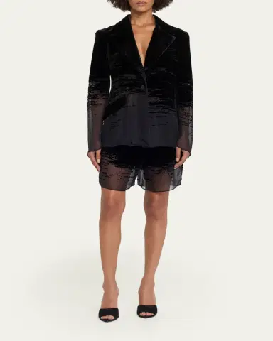 Grace Ling Glitch Devore Velvet Chiffon Tailored Jacket | Thumbnail 2