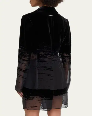 Grace Ling Glitch Devore Velvet Chiffon Tailored Jacket | Thumbnail 3