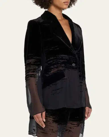 Grace Ling Glitch Devore Velvet Chiffon Tailored Jacket | Thumbnail 4