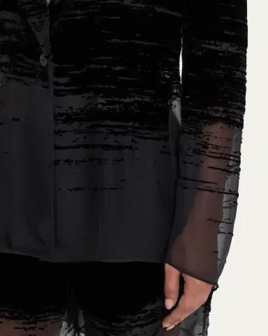 Grace Ling Glitch Devore Velvet Chiffon Tailored Jacket | Thumbnail 5