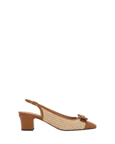 Ferragamo 55mm Vetty Raffia and Leather Slingback Pumps | Thumbnail 1 Ferragamo 55mm Vetty Raffia and Leather Slingback Pumps | Thumbnail 1