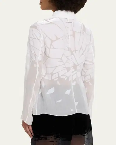 Grace Ling Cracked Velvet Devore Chiffon Button-Down Shirt | Thumbnail 3 Grace Ling Cracked Velvet Devore Chiffon Button-Down Shirt | Thumbnail 3