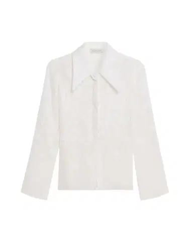 Grace Ling Cracked Velvet Devore Chiffon Button-Down Shirt | Thumbnail 1 Grace Ling Cracked Velvet Devore Chiffon Button-Down Shirt | Thumbnail 1