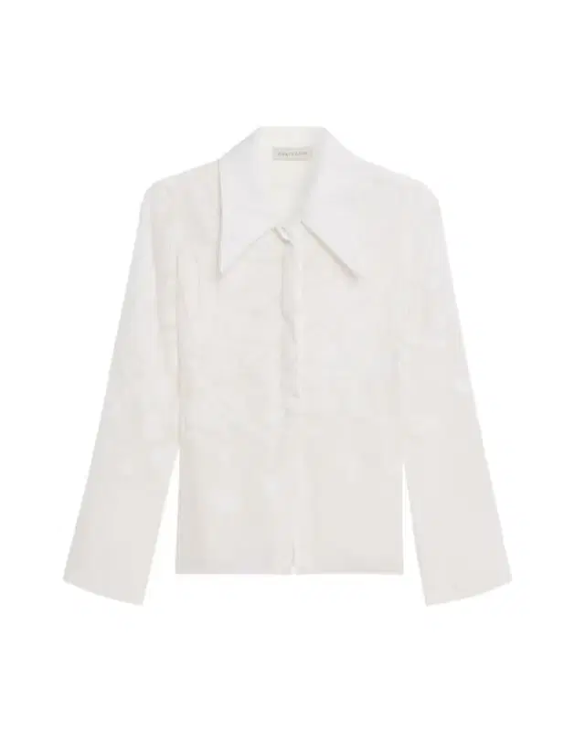 GRACE LING Cracked Velvet Devore Chiffon Button-Down Shirt