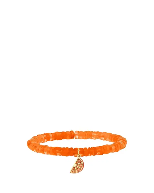 Sydney Evan 14K Orange Slice Charm on Ethiopian Opal Stretch Bracelet