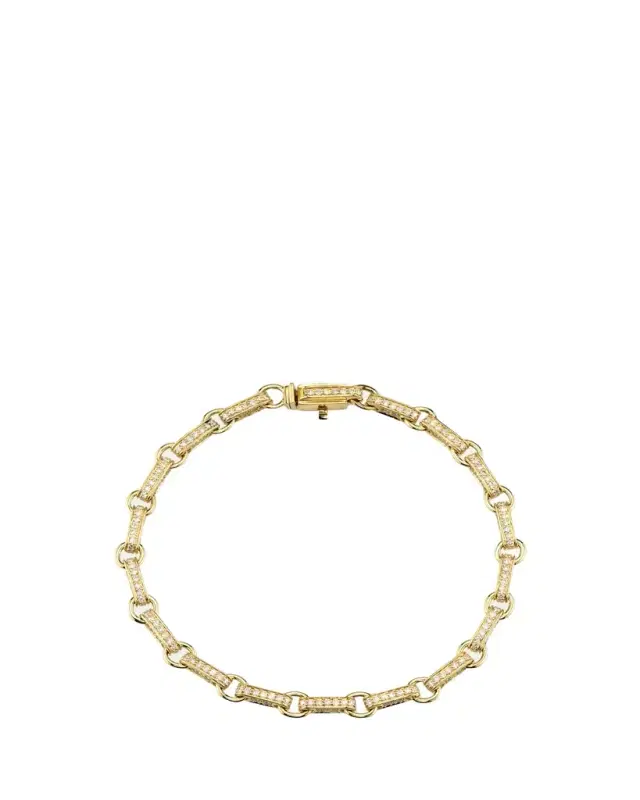 Sydney Evan 14K Round and Rectangular Diamond Link Bracelet