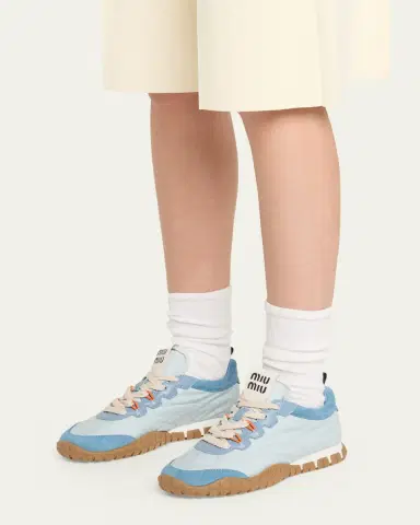 Miu Miu Technical Fabric and Suede Low-Top Sneakers | Thumbnail 2 Miu Miu Technical Fabric and Suede Low-Top Sneakers | Thumbnail 2