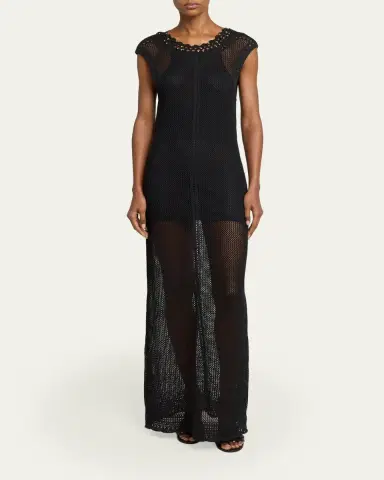 Isabel Marant Metaya Crochet Knit Backless Maxi Dress | Thumbnail 2 Isabel Marant Metaya Crochet Knit Backless Maxi Dress | Thumbnail 2