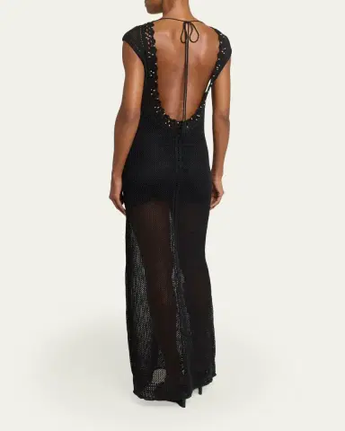 Isabel Marant Metaya Crochet Knit Backless Maxi Dress | Thumbnail 3 Isabel Marant Metaya Crochet Knit Backless Maxi Dress | Thumbnail 3