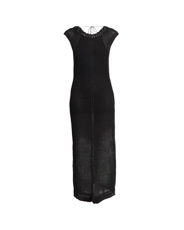 Metaya Crochet Knit Backless Maxi Dress