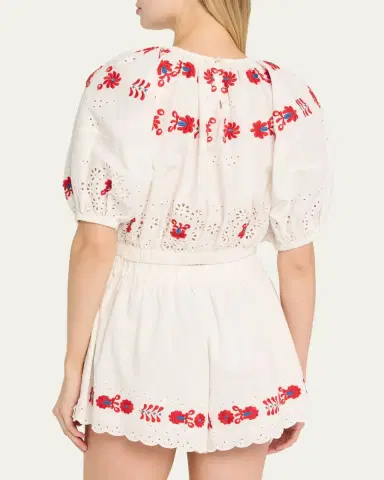 Sea Catharina Embroidered Bubble Crop Top | Thumbnail 3 Sea Catharina Embroidered Bubble Crop Top | Thumbnail 3