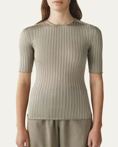 Attersee Ribbed Silk T-Shirt | Thumbnail 3 Attersee Ribbed Silk T-Shirt | Thumbnail 3