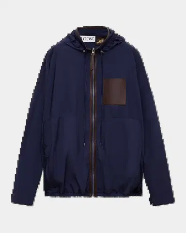 Loewe x Paula's Ibiza Men's Hooded Leather-Trim Anorak Jacket | Thumbnail 2 Loewe x Paula's Ibiza Men's Hooded Leather-Trim Anorak Jacket | Thumbnail 2