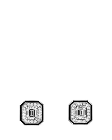 Boucheron Vendome Lisere 18K White Gold Emerald Cut Diamond Stud Earrings | Thumbnail 1