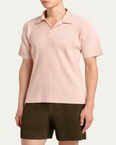 Homme Plissé Issey Miyake Men's Pleated Johnny-Collar Polo Shirt | Thumbnail 4 Homme Plissé Issey Miyake Men's Pleated Johnny-Collar Polo Shirt | Thumbnail 4