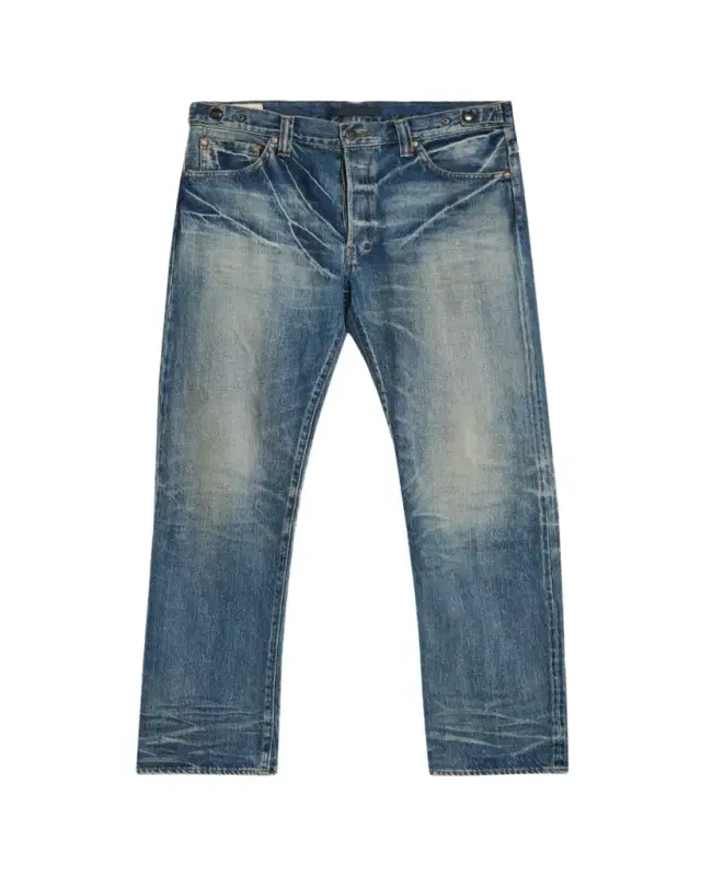 Master Craft Union Men's Vintage-Effect Denim Straight-Leg Jeans