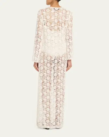 Nili Lotan Della Floral Crochet Knit Long-Sleeve Maxi Dress | Thumbnail 3