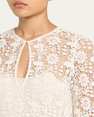 Nili Lotan Della Floral Crochet Knit Long-Sleeve Maxi Dress | Thumbnail 5