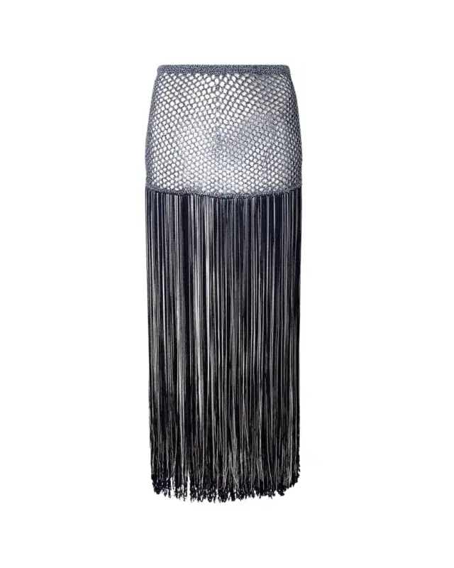 Attersee Palomar Crochet Fringe-Trim Maxi Skirt
