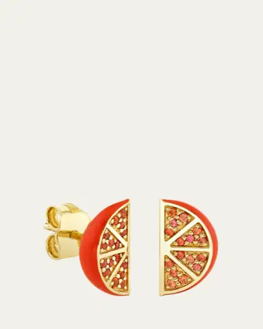 Sydney Evan 14K Sapphire Orange Slice Stud Earrings | Thumbnail 2