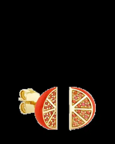 Sydney Evan 14K Sapphire Orange Slice Stud Earrings | Thumbnail 3