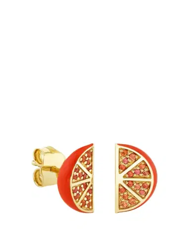Sydney Evan 14K Sapphire Orange Slice Stud Earrings | Thumbnail 1