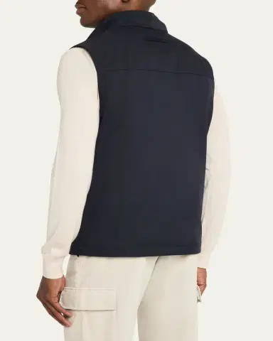 Zegna Men's Motorin Stand Collar Button-Front Vest | Thumbnail 3
