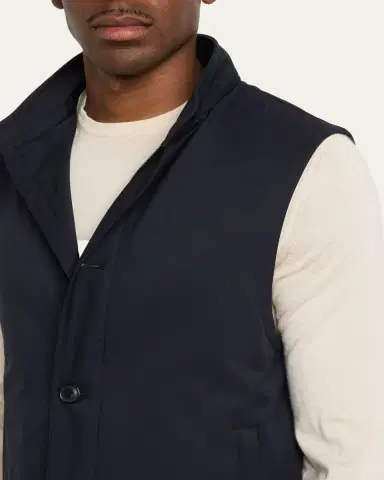 Zegna Men's Motorin Stand Collar Button-Front Vest | Thumbnail 5