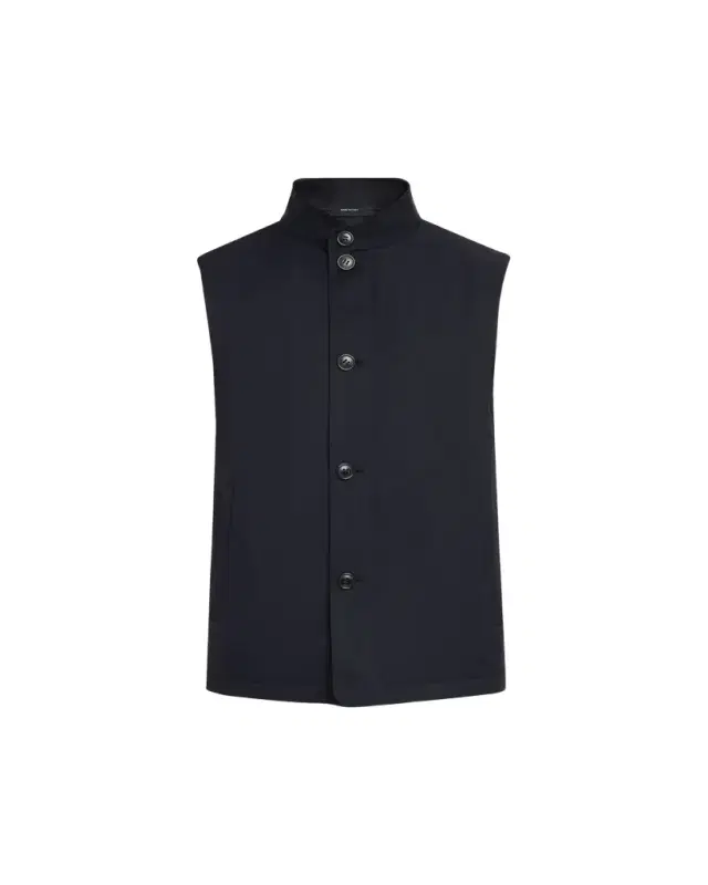 ZEGNA Men's Motorin Stand Collar Button-Front Vest