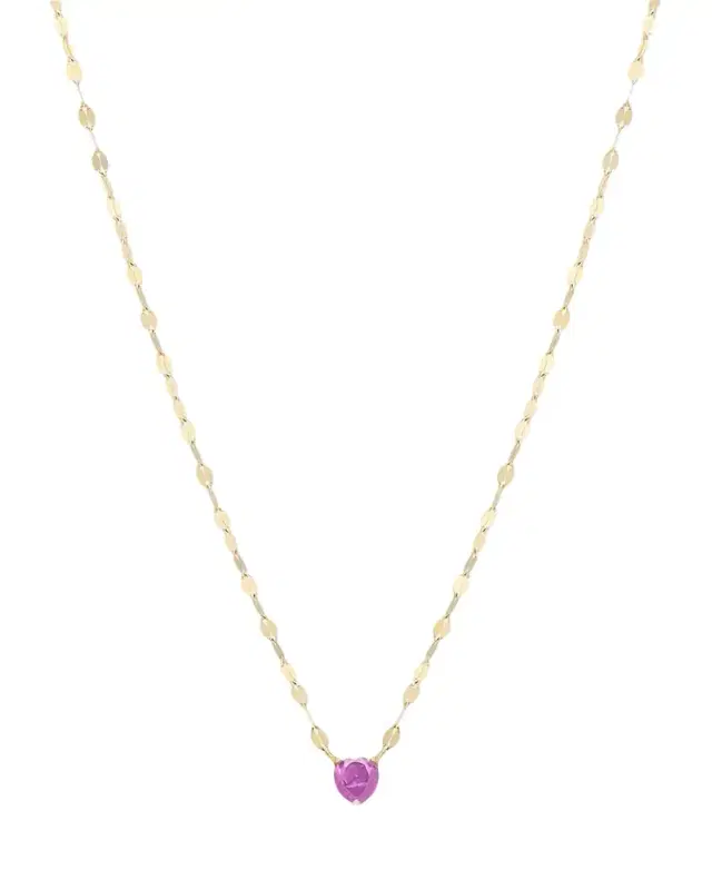 Lana Solo Pink Sapphire Heart Pendant Necklace