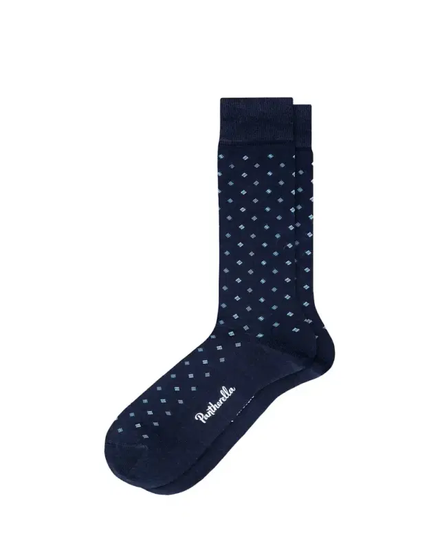 Pantherella Men's Wallace Neat Mini-Box Cotton Calf-Length Dress Socks
