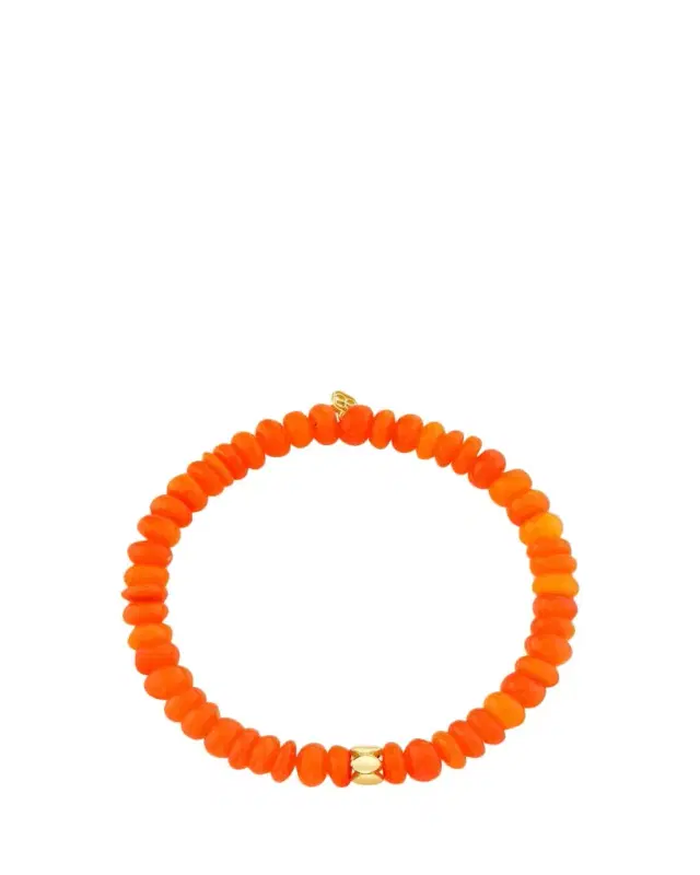 Sydney Evan 14K Marquise Rondelle on Orange Opal Stretch Bracelet