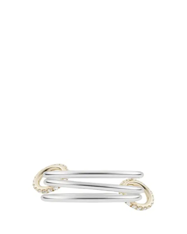 Spinelli Kilcollin Solarium Silver and 18K Gold Pave Diamond Ring