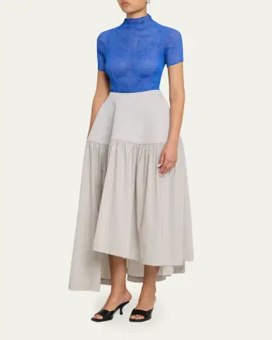 Issey Miyake Twisted Chiffon Plisse Mock-Neck Top | Thumbnail 2