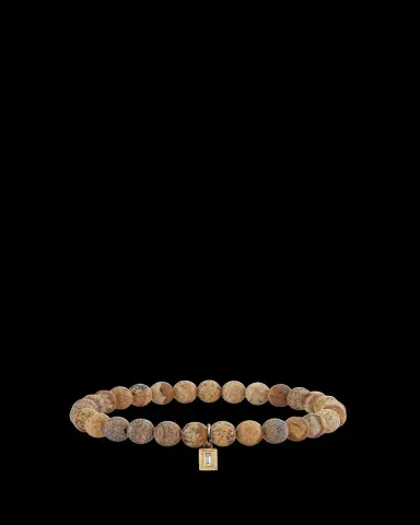 Sydney Evan 14K Single Baguette Diamond on Jasper Stretch Bracelet | Thumbnail 2 Sydney Evan 14K Single Baguette Diamond on Jasper Stretch Bracelet | Thumbnail 2