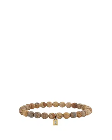 Sydney Evan 14K Single Baguette Diamond on Jasper Stretch Bracelet | Thumbnail 1 Sydney Evan 14K Single Baguette Diamond on Jasper Stretch Bracelet | Thumbnail 1