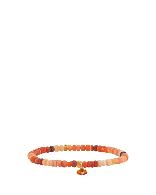 Sydney Evan 14K Diamond Bezel Eye on Fire Opal Stretch Bracelet