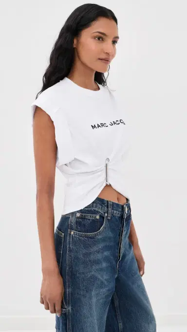 Marc Jacobs Pop J Marc Logo Drape Seam Tee White | Thumbnail 4 Marc Jacobs Pop J Marc Logo Drape Seam Tee White | Thumbnail 4