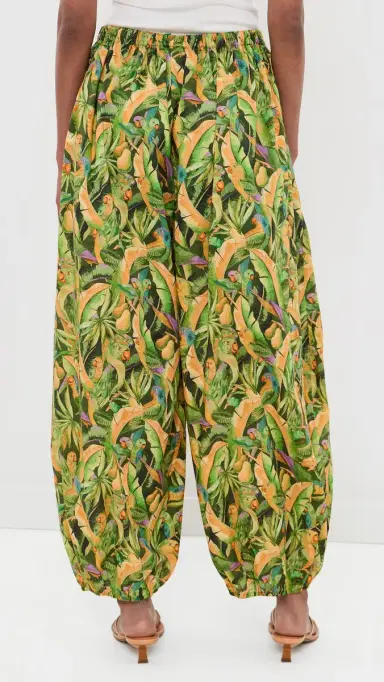 Farm Rio Balloon Pants Parrots Forest Green L | Thumbnail 3