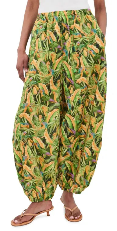 Farm Rio Balloon Pants Parrots Forest Green L | Thumbnail 1