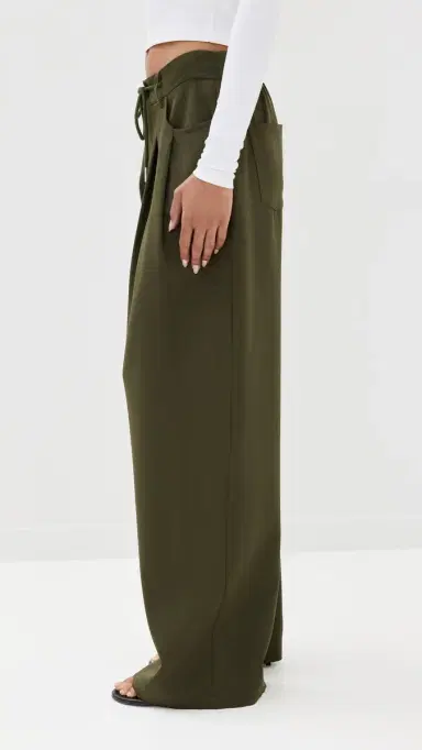 LIONESS Slouched Tie Up Pants Army Green S | Thumbnail 4