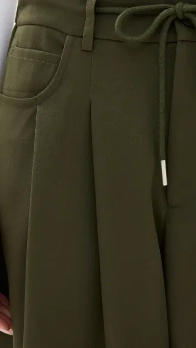 LIONESS Slouched Tie Up Pants Army Green S | Thumbnail 6