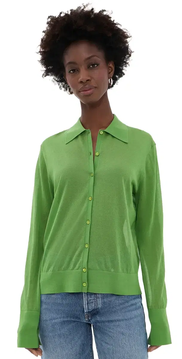 FRAME The Collared Cardigan Peridot