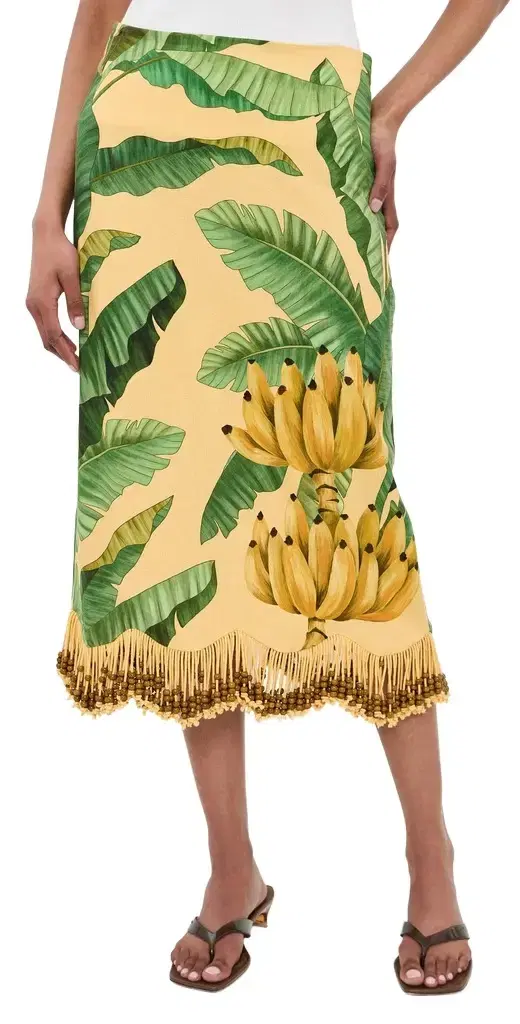 FARM Rio Banana eaves Maxi Skirt Fruit eaves Banana Yellow