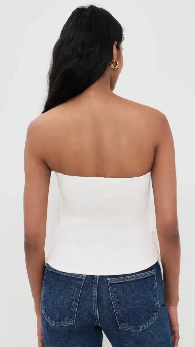FARM Rio Smocked Strapless Top White | Thumbnail 3 FARM Rio Smocked Strapless Top White | Thumbnail 3