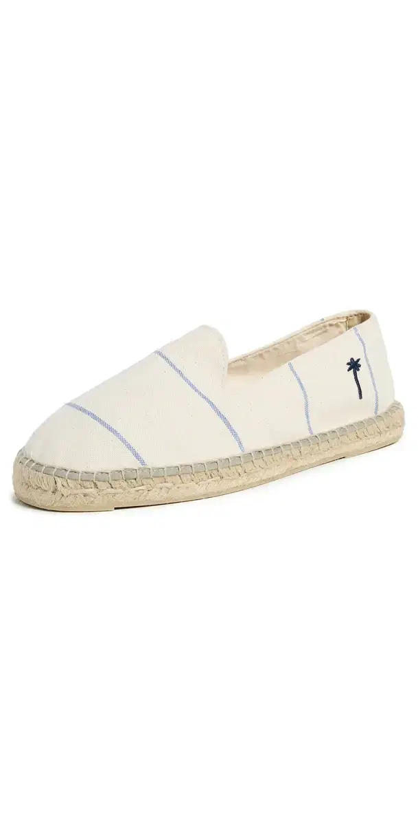 Canvas Stripe Classic Espadrilles Navy Blue Microstripe on Beige