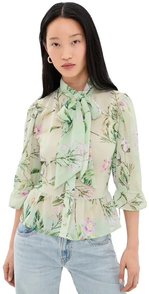 House of Aama Swamp Rose Victorian Button Down Shirt Green/Rose