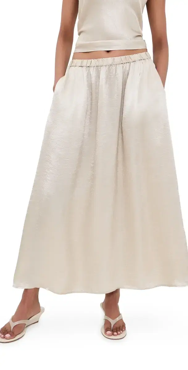 Enza Costa Textured Satin Celeste Skirt Champagne